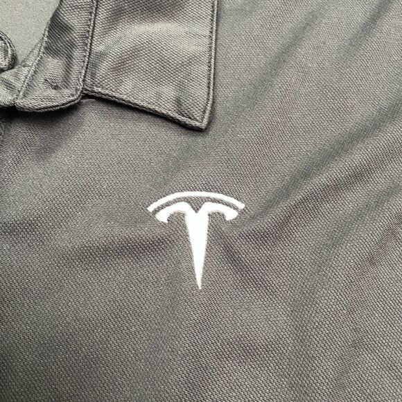 Tesla Performance Stretch Polo Shirt Womens Large Black Hidden Button Ladies - Picture 10 of 12